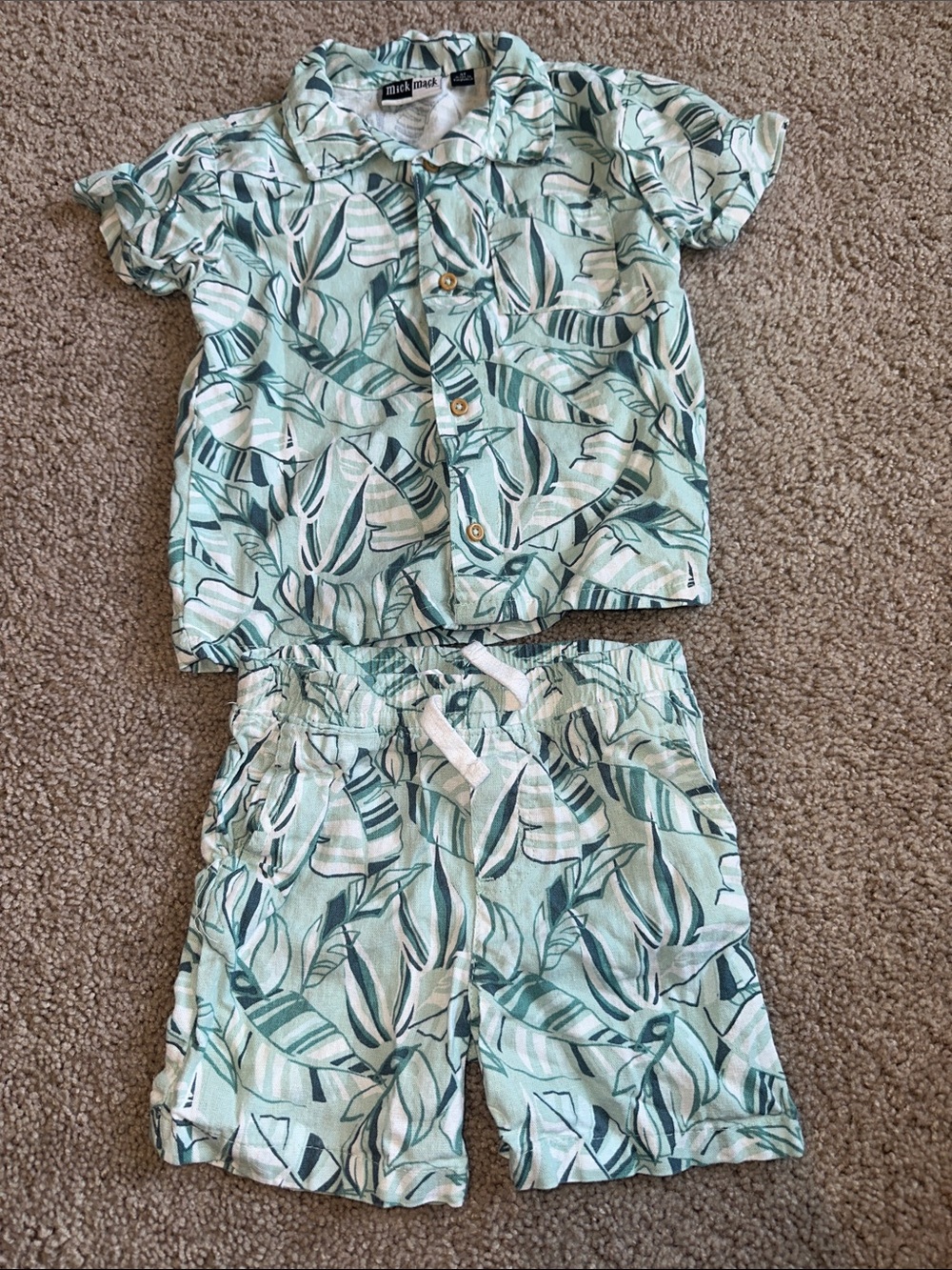 Hawaiian Leaf Print Kids Matching Set